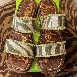 Sam Edelman Hopie Green Zebra Sandals size 8.5